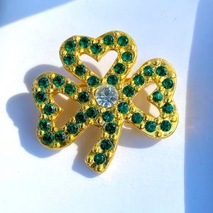 Luck of the Irish Vintage Shamrock / Clover Pin Brooch